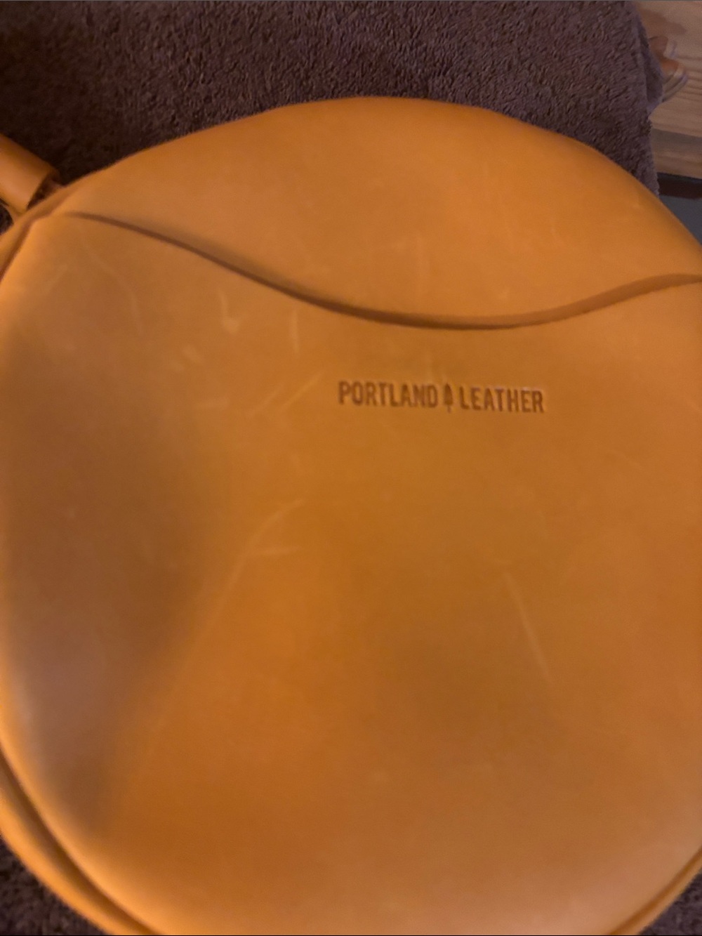 Portland Leather Round Mustard Crossbody Bag - Picture 5 of 6